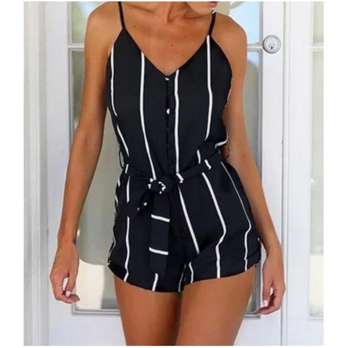 Summer Style Stripped Backless Off The Shoulder Jumpsuits Female Sexy Strap Image 1