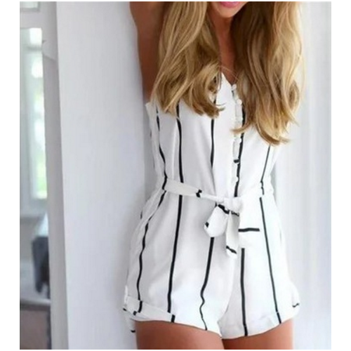 Summer Style Stripped Backless Off The Shoulder Jumpsuits Female Sexy Strap Image 2