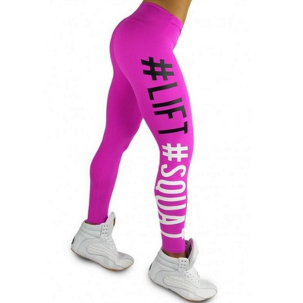 Women Sport Yoga Running Leggings Letters Print Fitness Long Pants Image 2