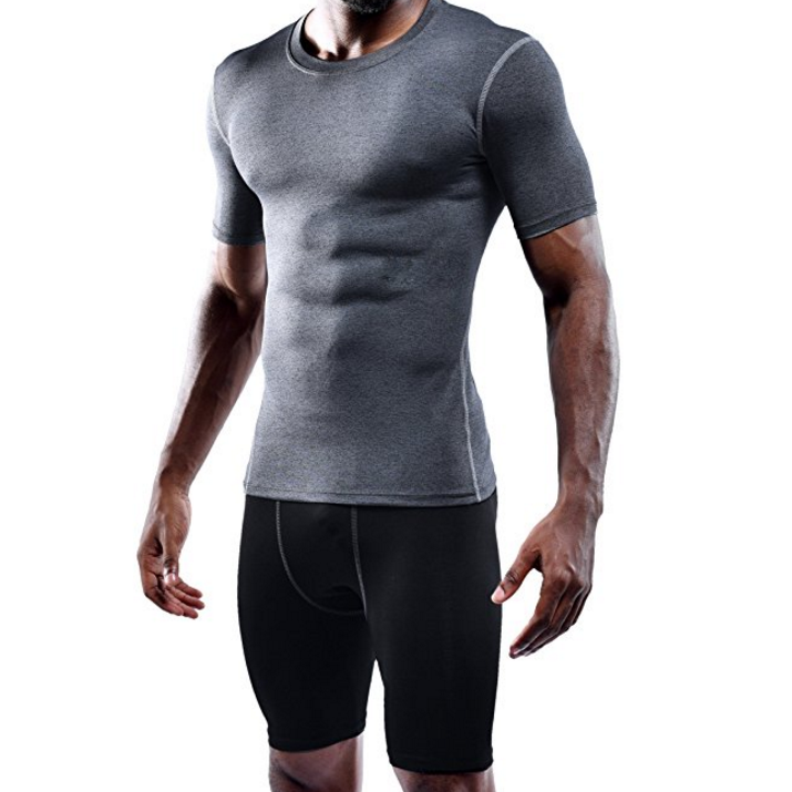 Mens 3 Pcs Athletic Compression Under Base Layer Sport Shirt Image 4