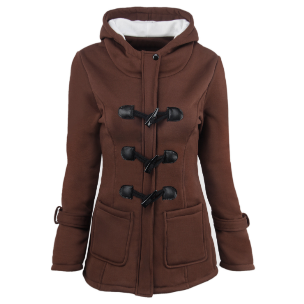 Womens Autumn And Winter  Horns Buckle Coat Thickening In The Long Hats Image 4