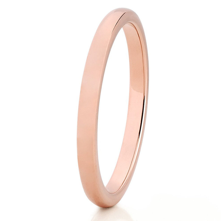 2mm Rose Gold Tungsten Carbide Ring Womens Tungsten Wedding Band Ladies Comfort Fit Image 1
