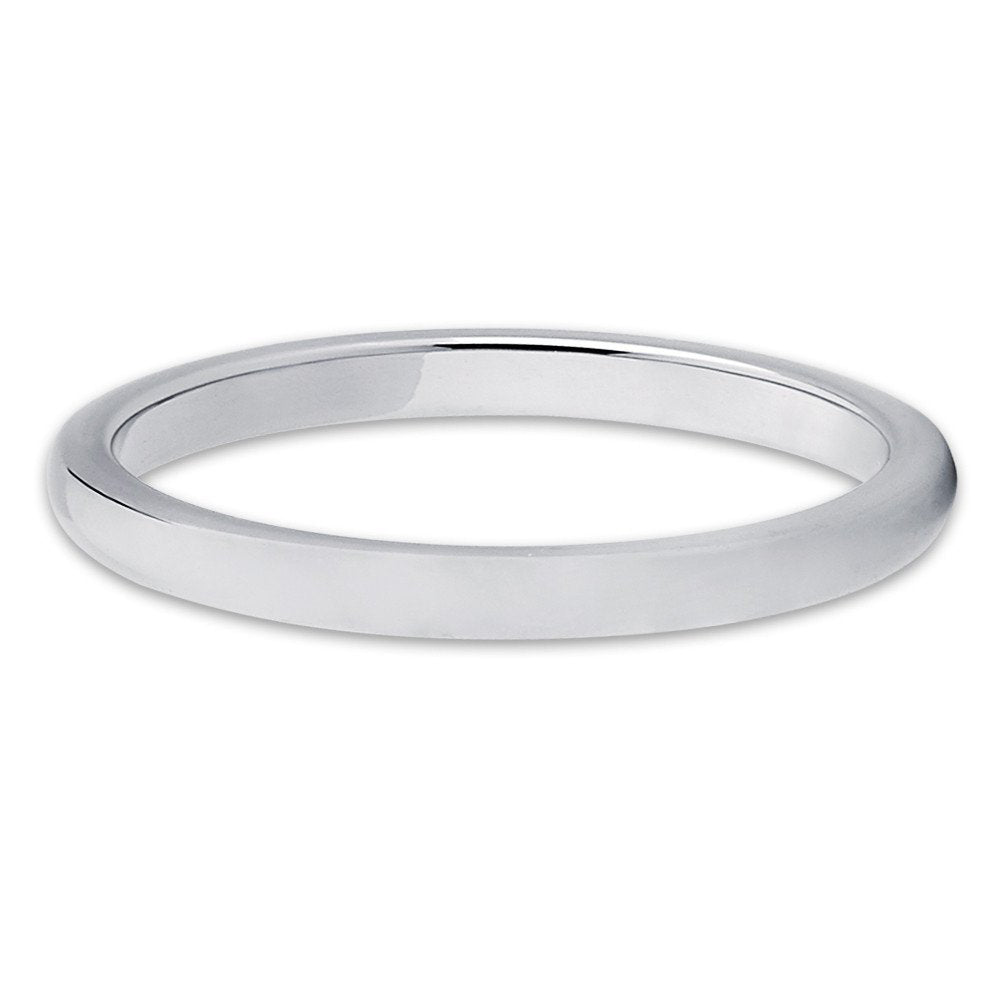 2mm Polished Silver Tungsten Carbide Ring Womens Tungsten Wedding Band Ladies Comfort Fit Image 2