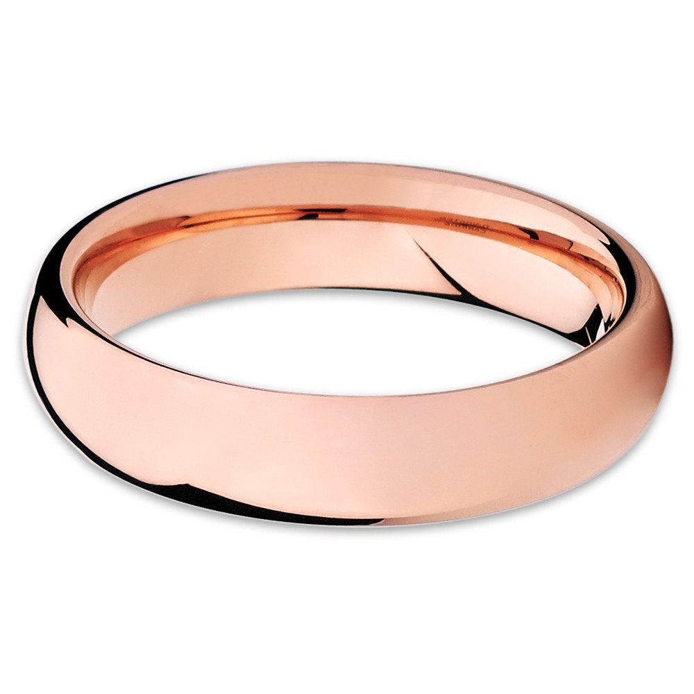 5mm Rose Gold Tungsten Ring Shiny Polish Tungsten Ring Dome Tungsten Band Image 2
