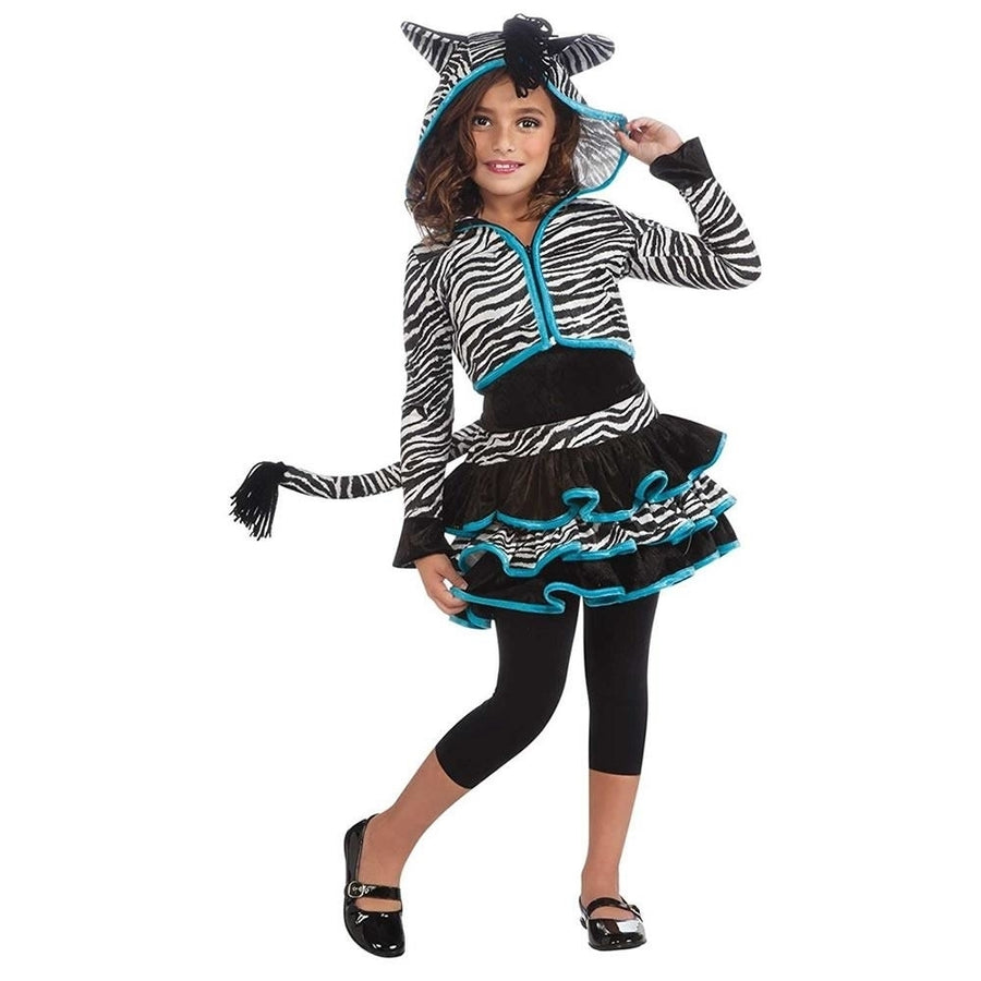 Drama Queens Zebra Print Hoodie size S 4/6 Girls Costume Dress Outfit Rubies Image 1