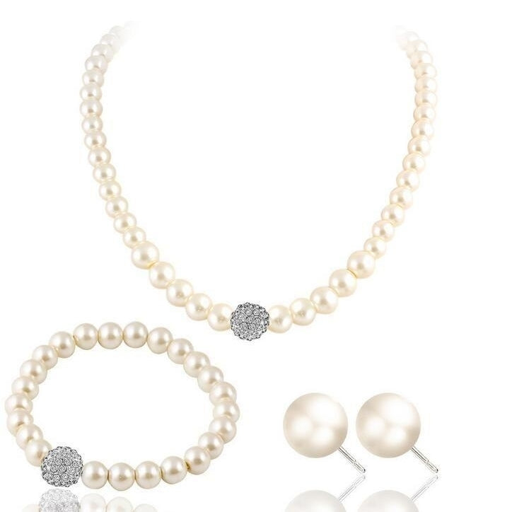 Cultured Freshwater Pearl Simulated Jewelry Set Image 1