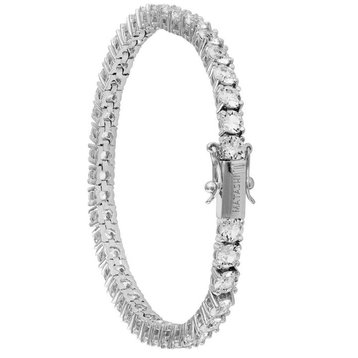 18K White Gold Plated Tennis Bracelet with fine Crystals by Matashi Image 3