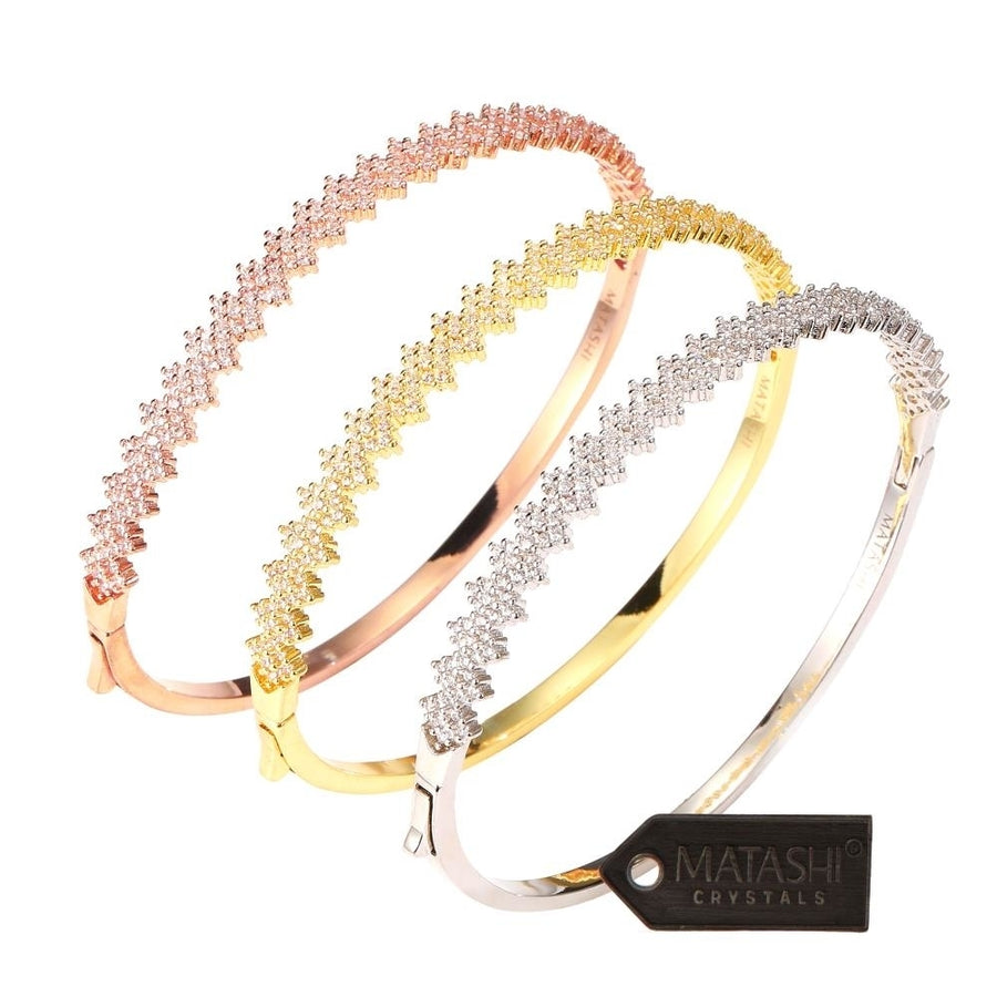 Rose GoldGold and White Gold-Plated Finish Bangle Bracelets for Women (3-Piece Set) Cubic Zirconium Image 1