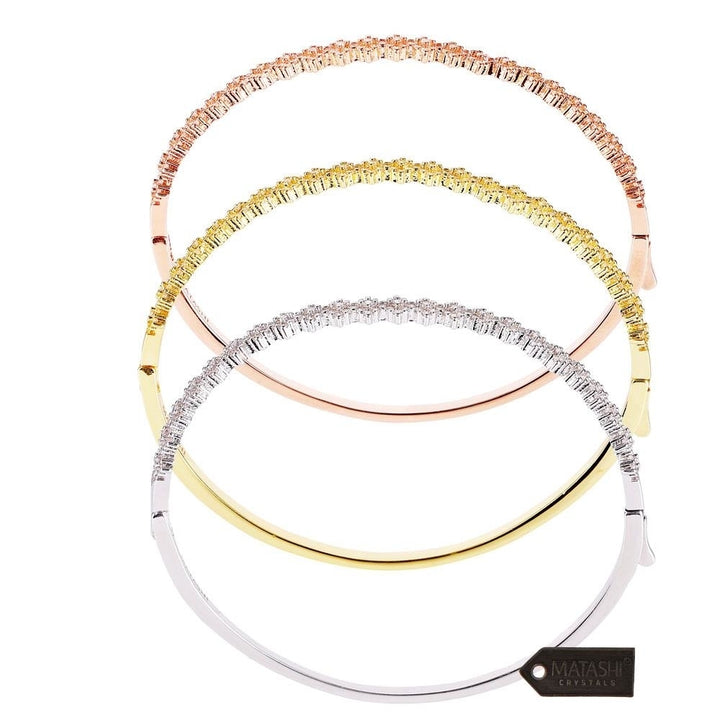 Rose GoldGold and White Gold-Plated Finish Bangle Bracelets for Women (3-Piece Set) Cubic Zirconium Image 3