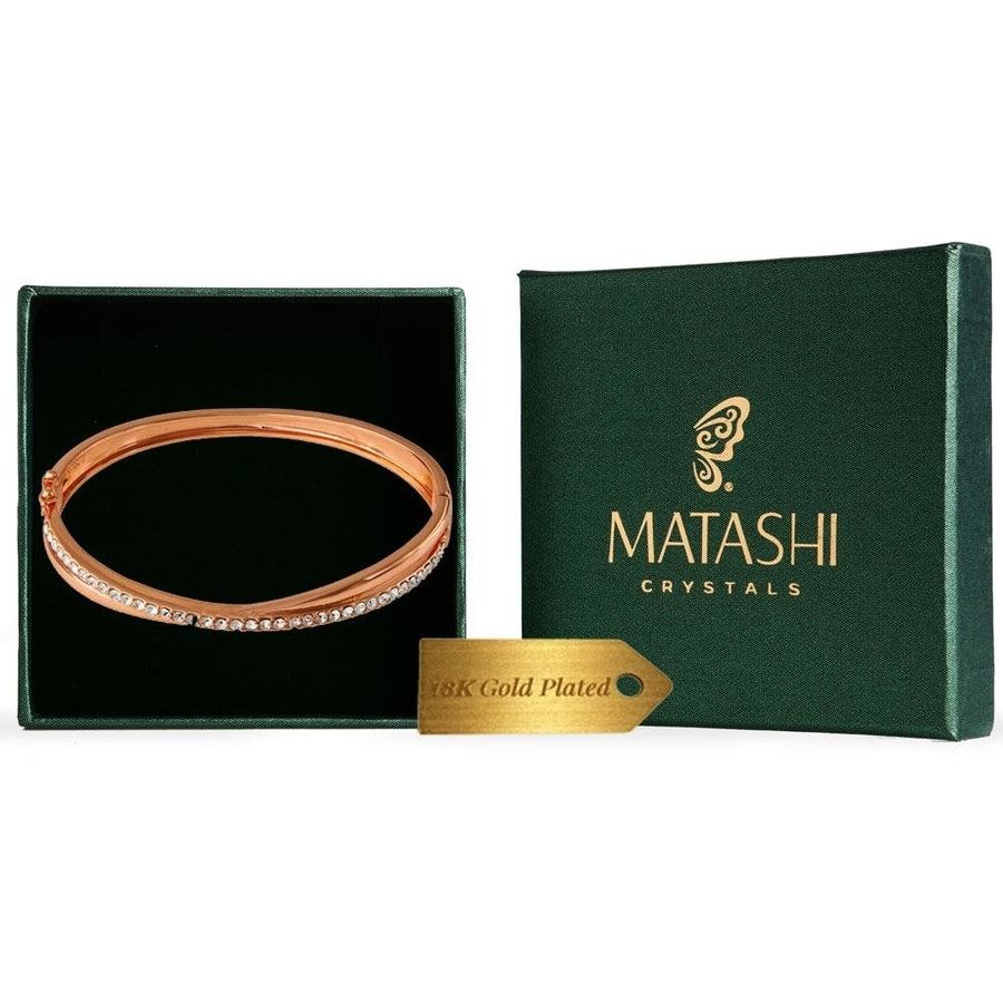 Rose Gold Plated Charming Double Bangle with Sparkling Crystals by Matashi Image 1