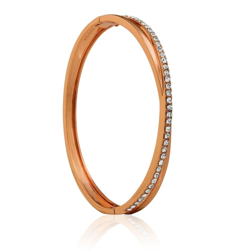 Rose Gold Plated Charming Double Bangle with Sparkling Crystals by Matashi Image 2