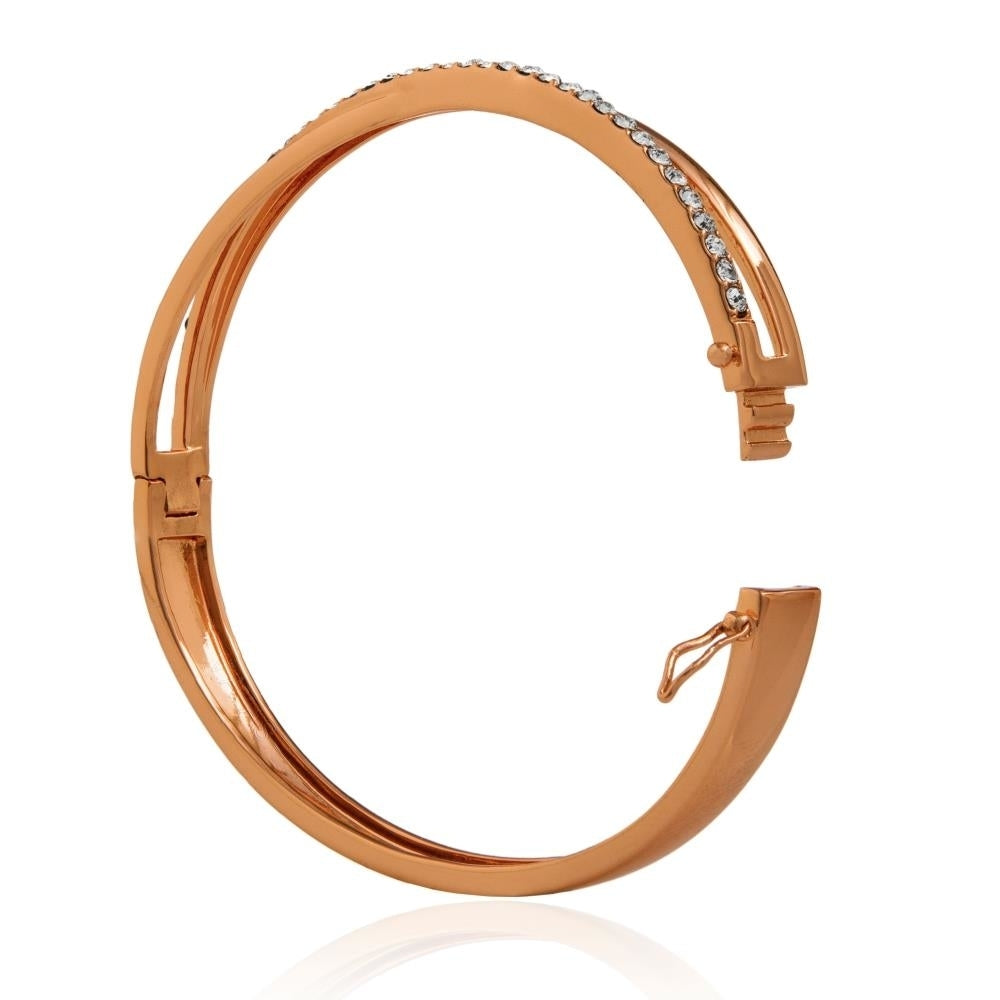 Rose Gold Plated Charming Double Bangle with Sparkling Crystals by Matashi Image 3
