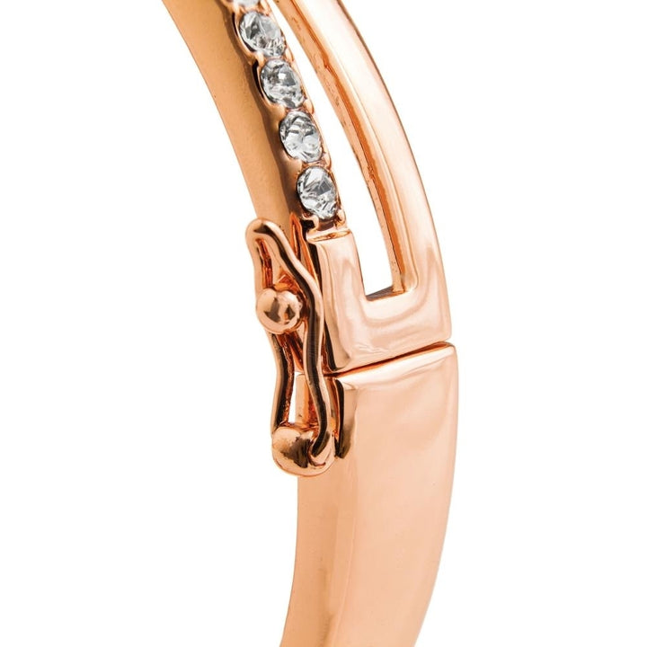 Rose Gold Plated Charming Double Bangle with Sparkling Crystals by Matashi Image 4