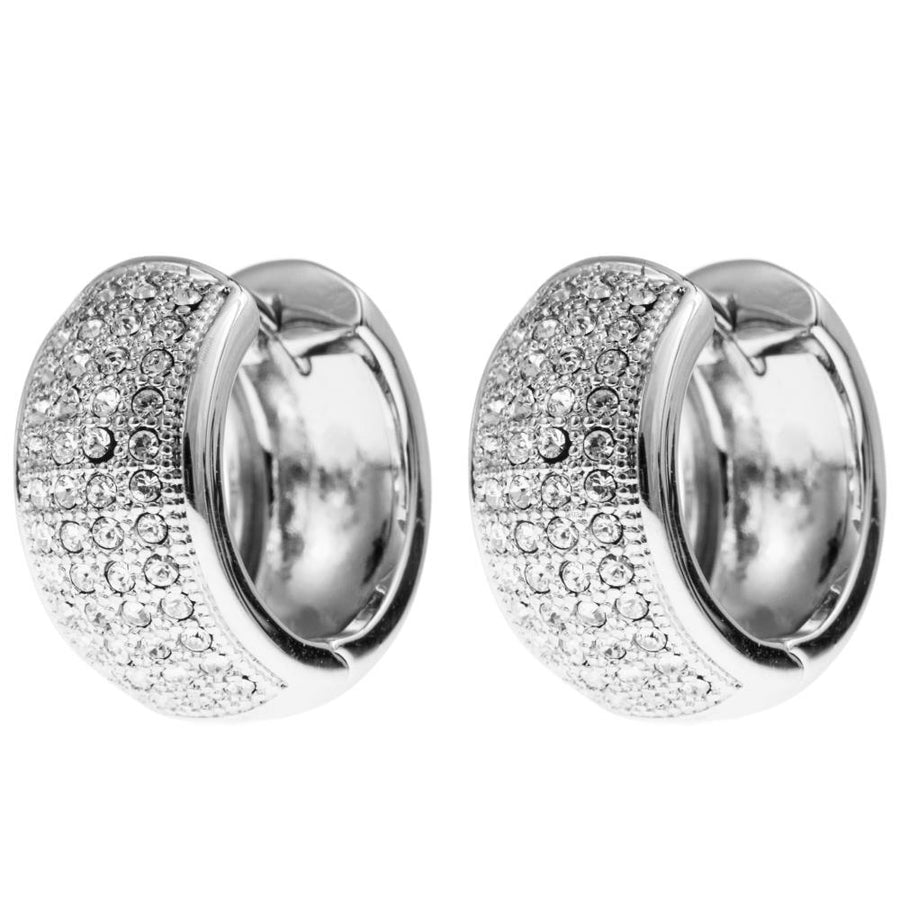 18K White Gold Plated Earrings with Crystal Encrusted Clip Design and fine Crystals by Matashi Image 1