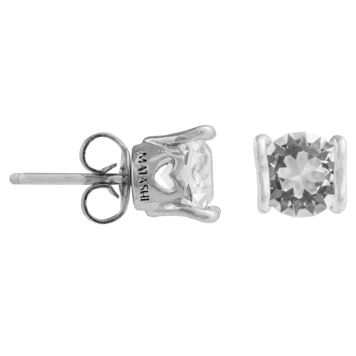 18K White Gold Plated Stud Earrings Set with Heart and Crystal Design and fine Crystals by Matashi Image 3