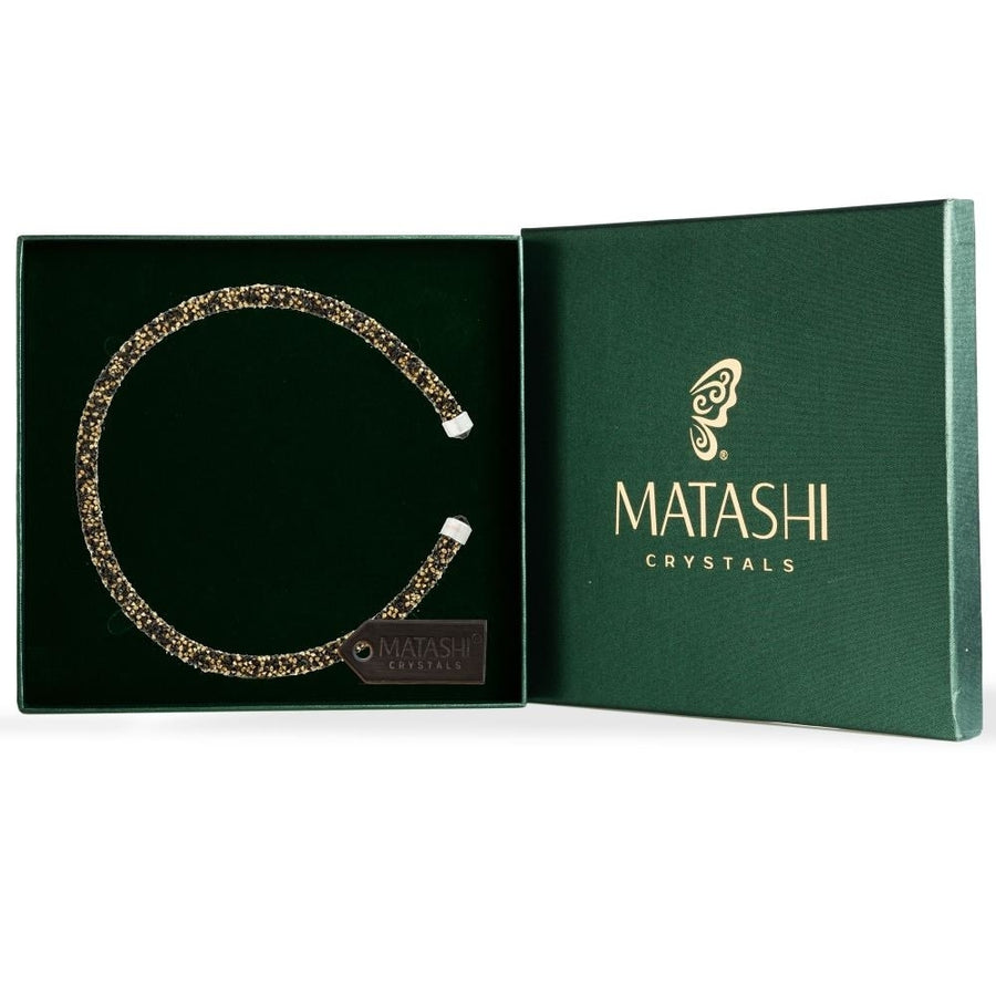 Black and Gold Glittery Luxurious Crystal Bangle Bracelet By Matashi Image 1