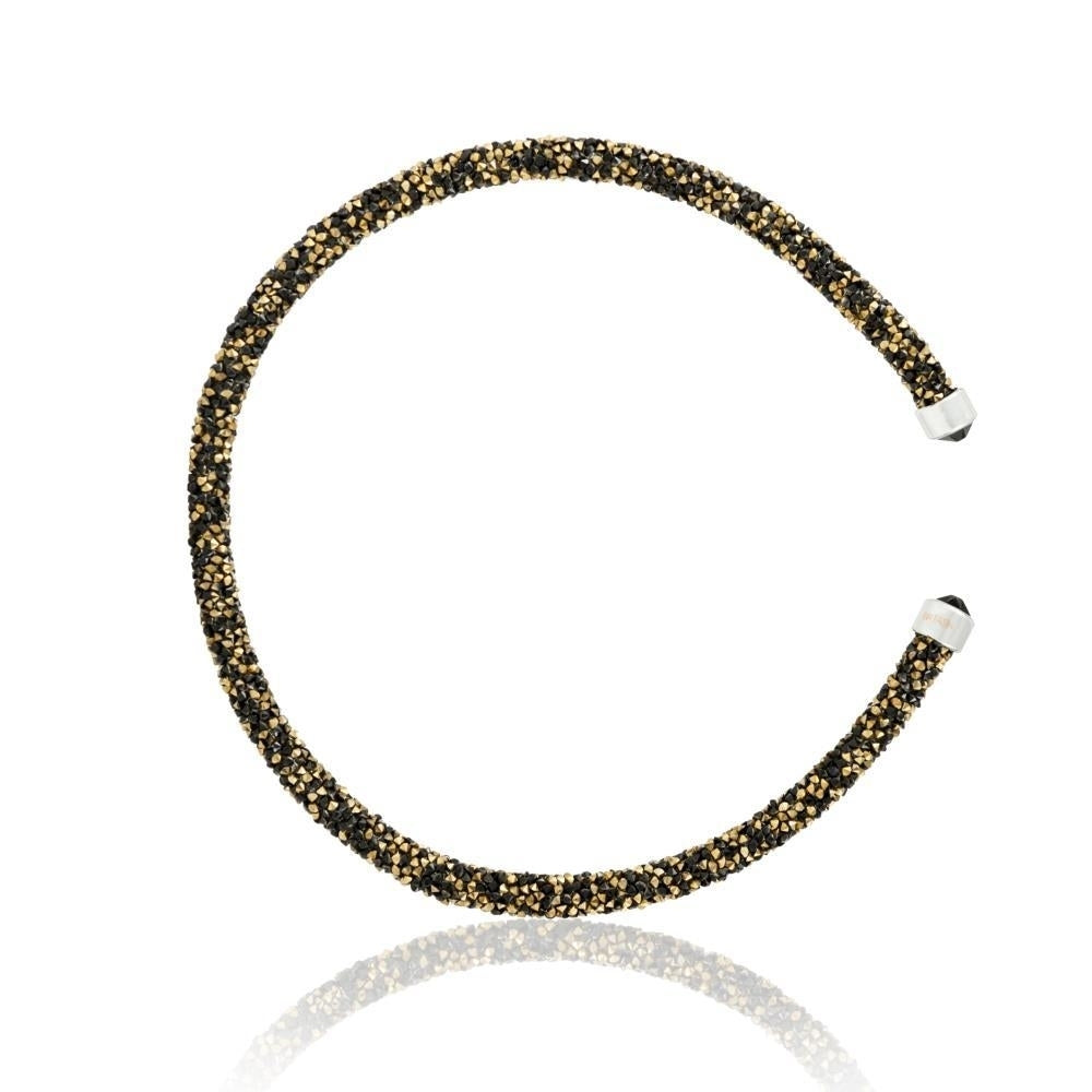 Black and Gold Glittery Luxurious Crystal Bangle Bracelet By Matashi Image 2