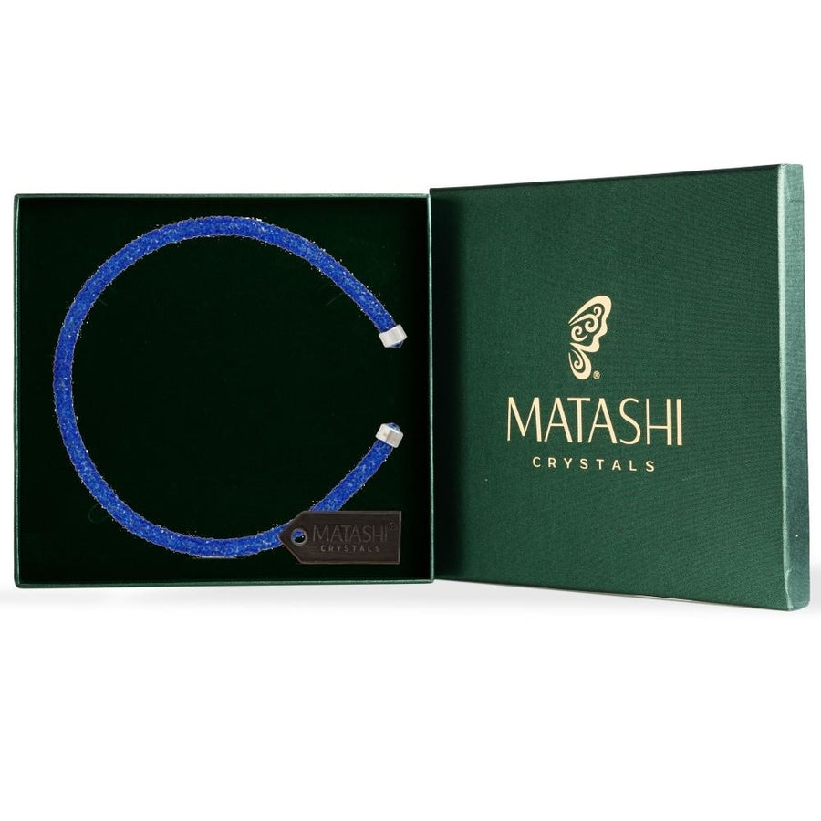 Blue Glittery Luxurious Crystal Bangle Bracelet By Matashi Image 1