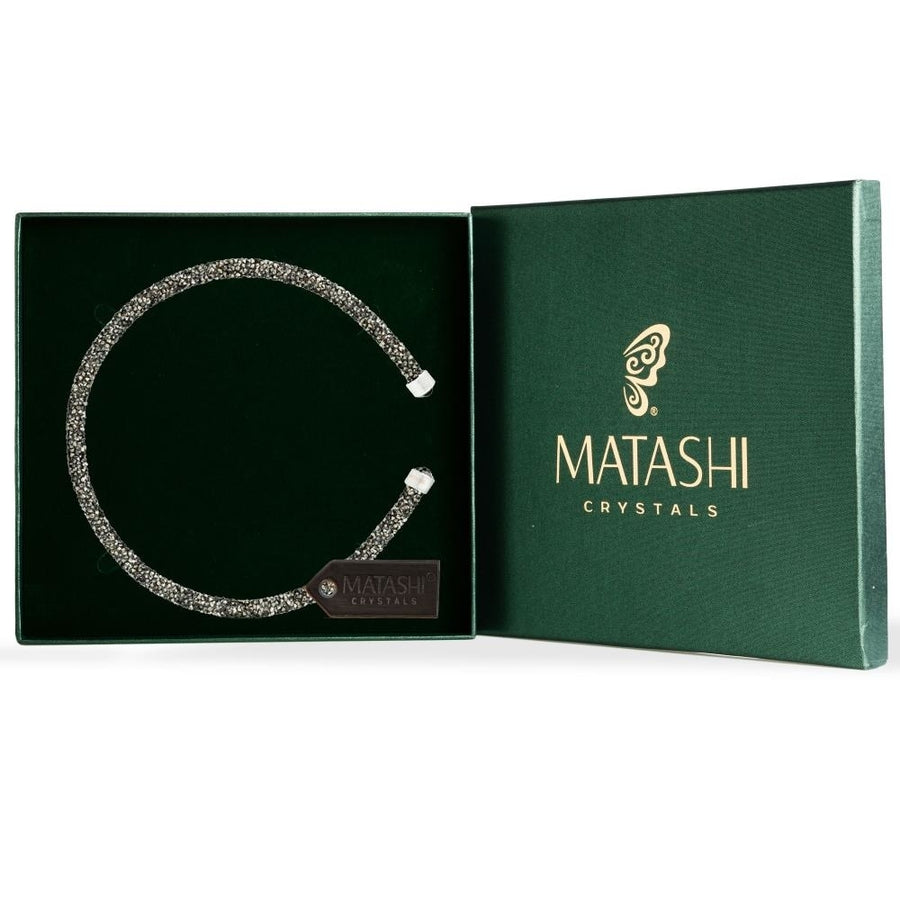 Charcoal Glittery Luxurious Crystal Bangle Bracelet By Matashi Image 1