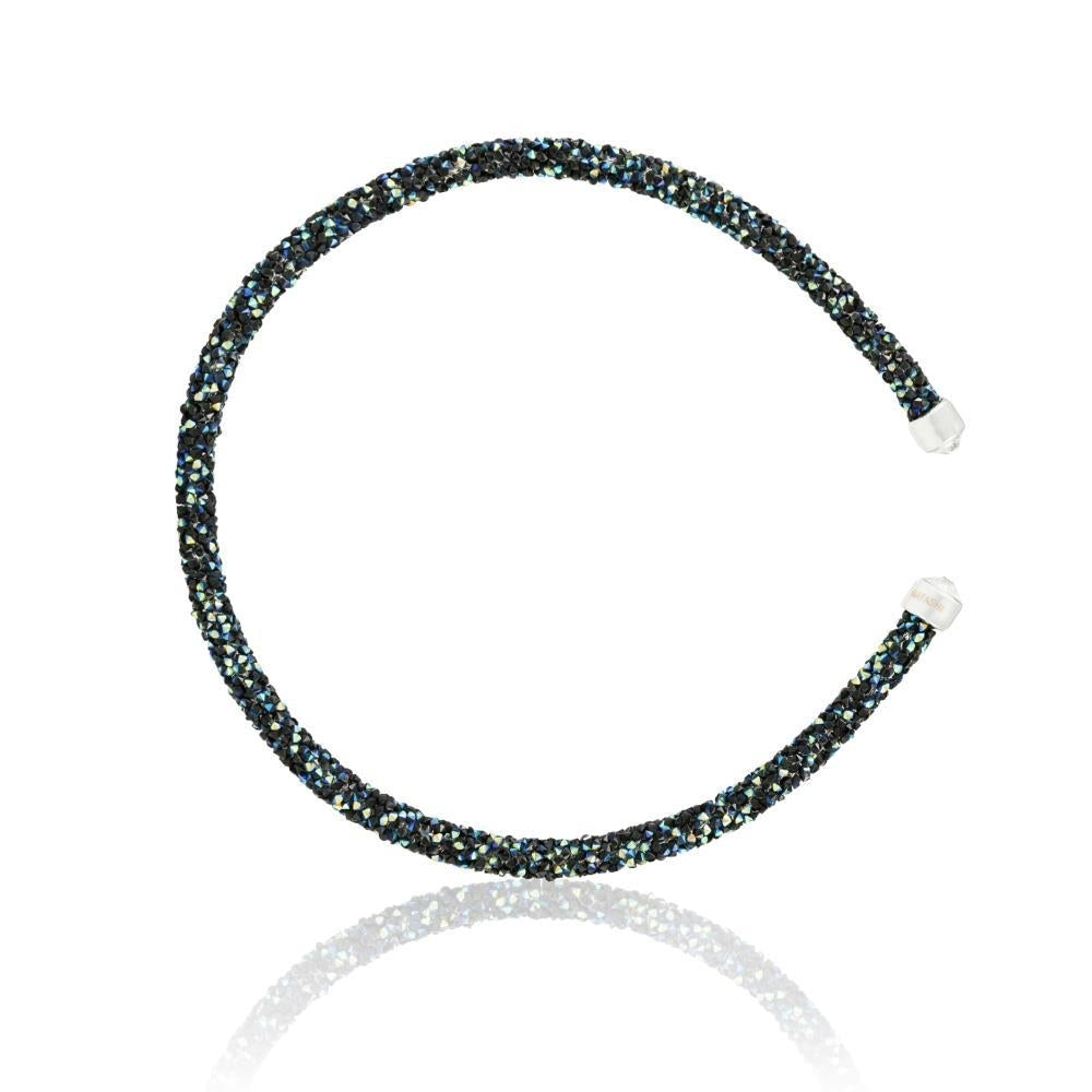 Blue and Black Glittery Luxurious Crystal Bangle Bracelet By Matashi Image 2