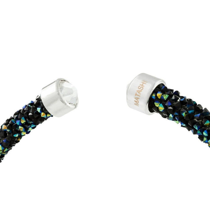 Blue and Black Glittery Luxurious Crystal Bangle Bracelet By Matashi Image 3