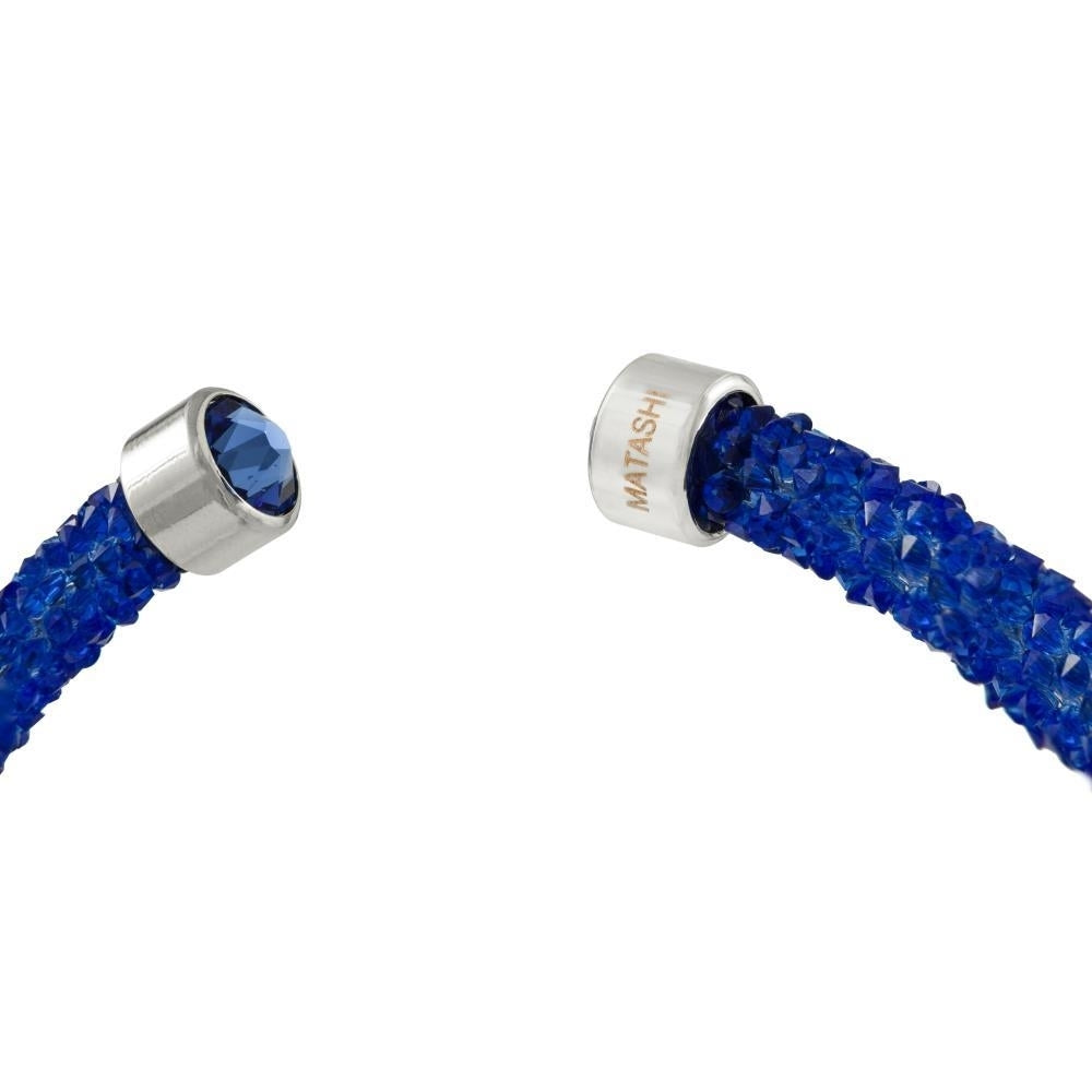 Blue Glittery Luxurious Crystal Bangle Bracelet By Matashi Image 3
