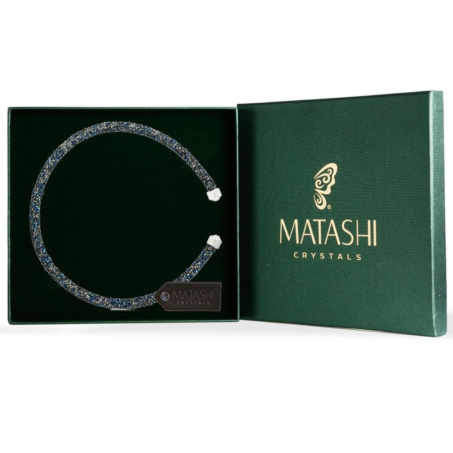 Metallic Blue Glittery Luxurious Crystal Bangle Bracelet By Matashi Image 1