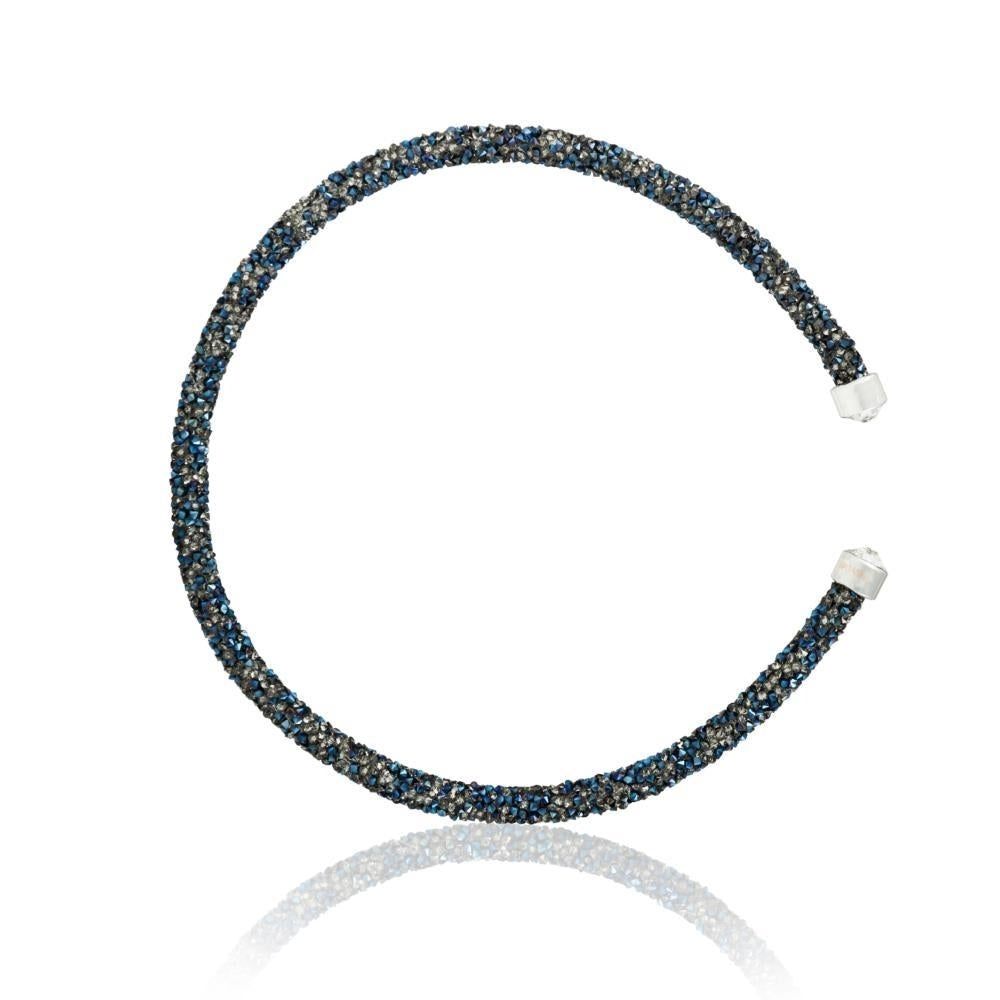 Metallic Blue Glittery Luxurious Crystal Bangle Bracelet By Matashi Image 2