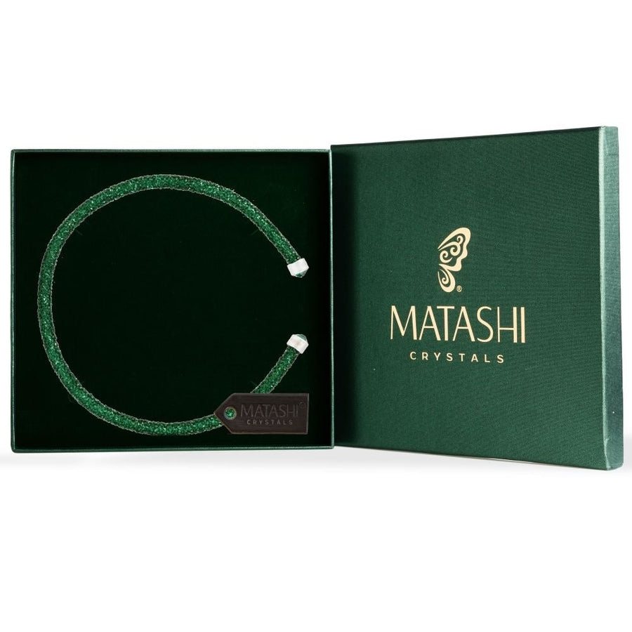 Green Glittery Luxurious Crystal Bangle Bracelet By Matashi Image 1