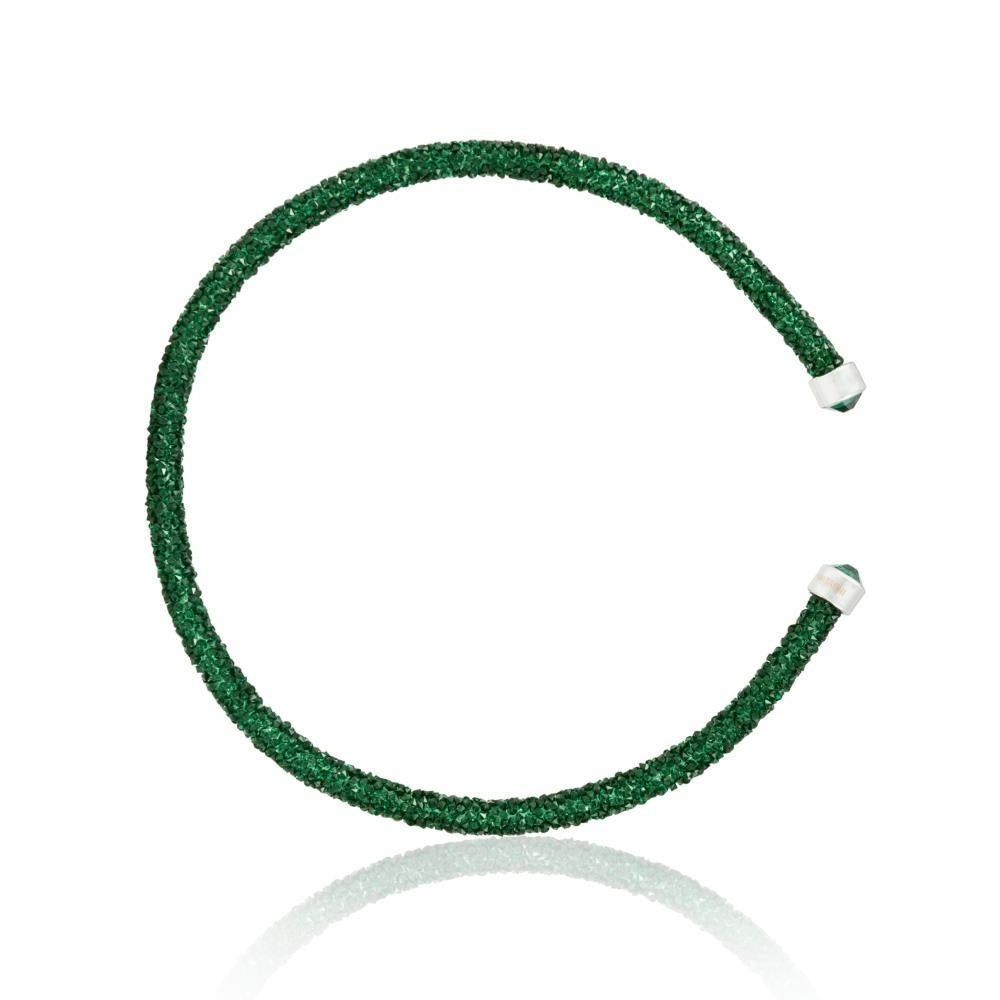 Green Glittery Luxurious Crystal Bangle Bracelet By Matashi Image 2