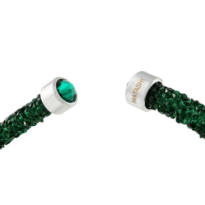 Green Glittery Luxurious Crystal Bangle Bracelet By Matashi Image 3