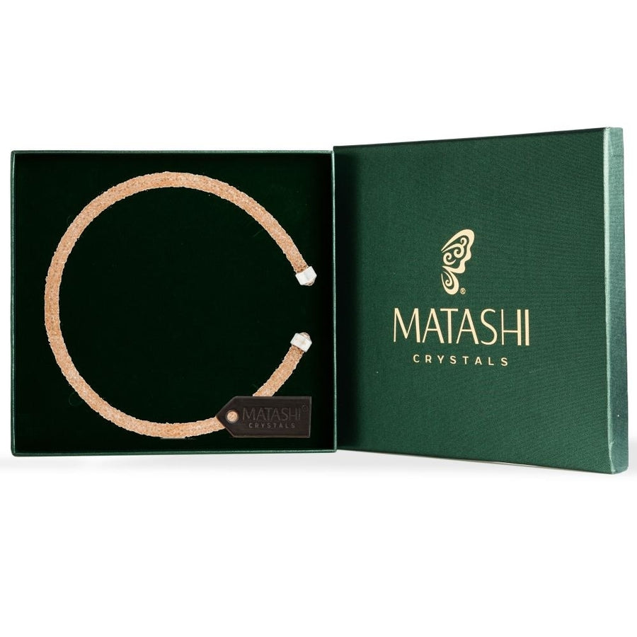 Peach Glittery Luxurious Crystal Bangle Bracelet By Matashi Image 1