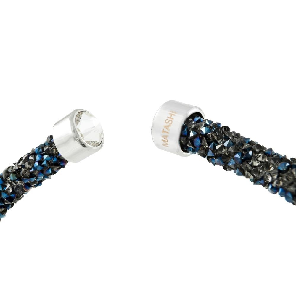 Metallic Blue Glittery Luxurious Crystal Bangle Bracelet By Matashi Image 3