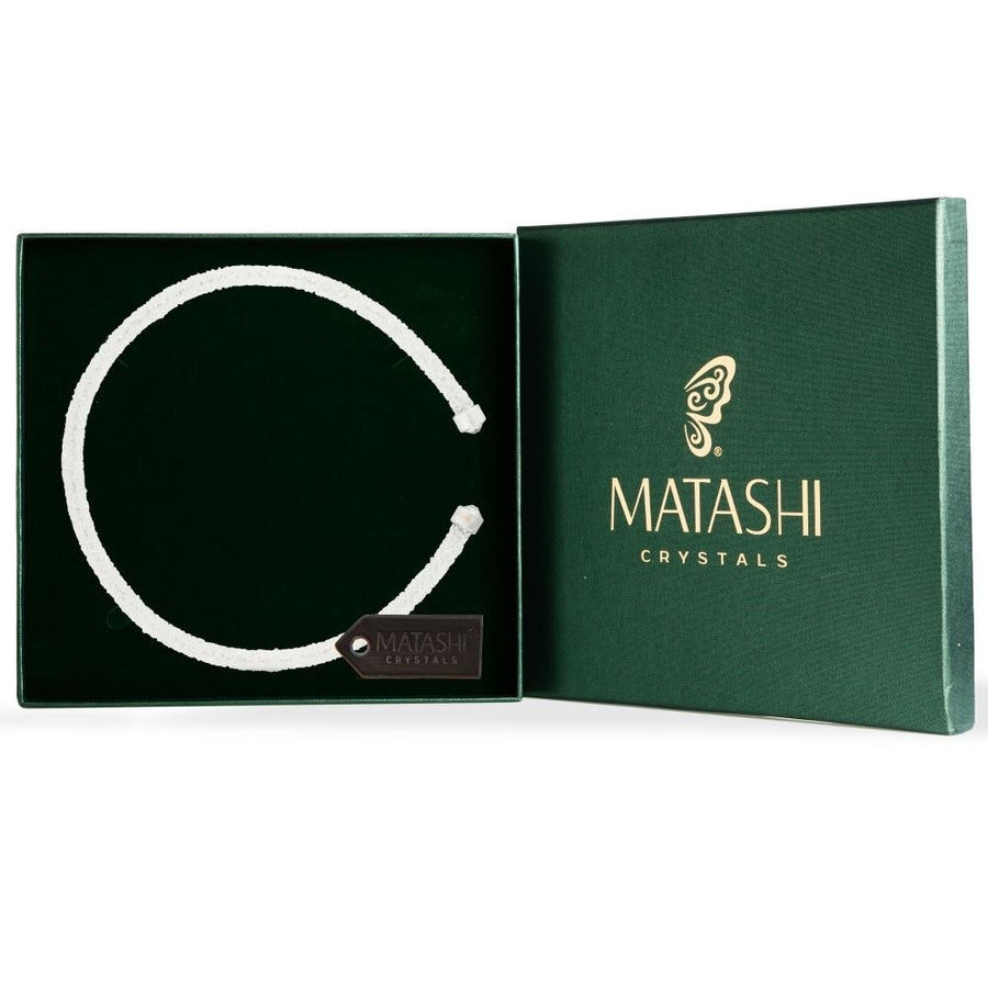 White Glittery Luxurious Crystal Bangle Bracelet By Matashi Image 1