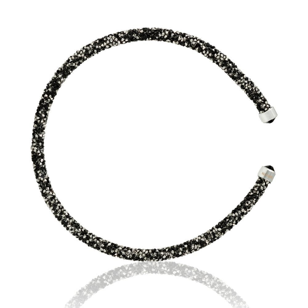 Ore Black Glittery Luxurious Crystal Bangle Bracelet By Matashi Image 2