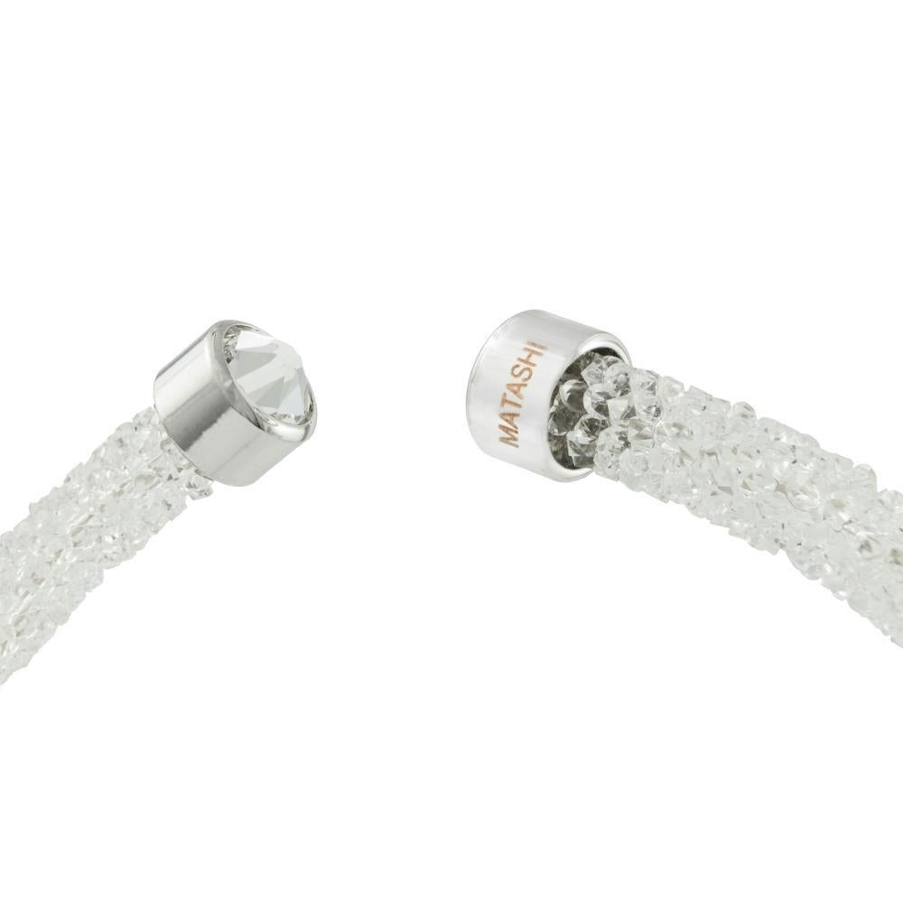 White Glittery Luxurious Crystal Bangle Bracelet By Matashi Image 3
