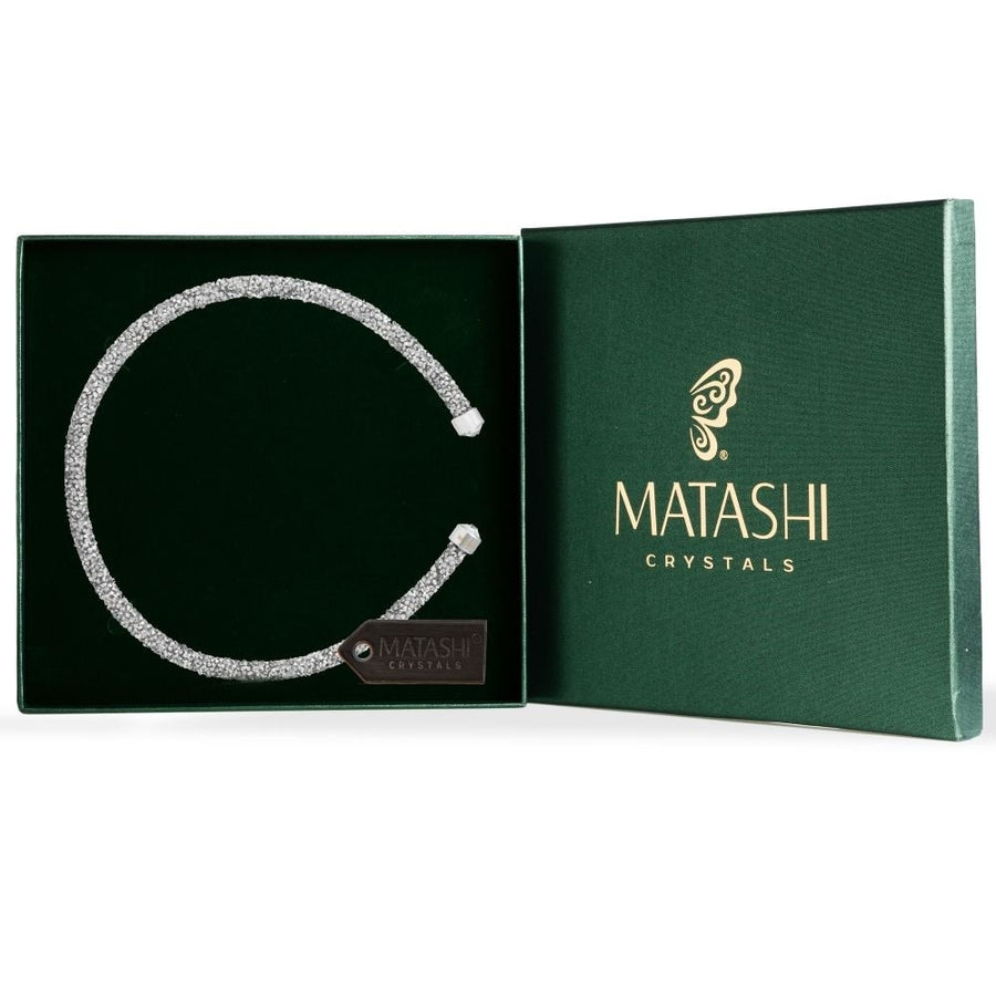 Silver Glittery Luxurious Crystal Bangle Bracelet By Matashi Image 1