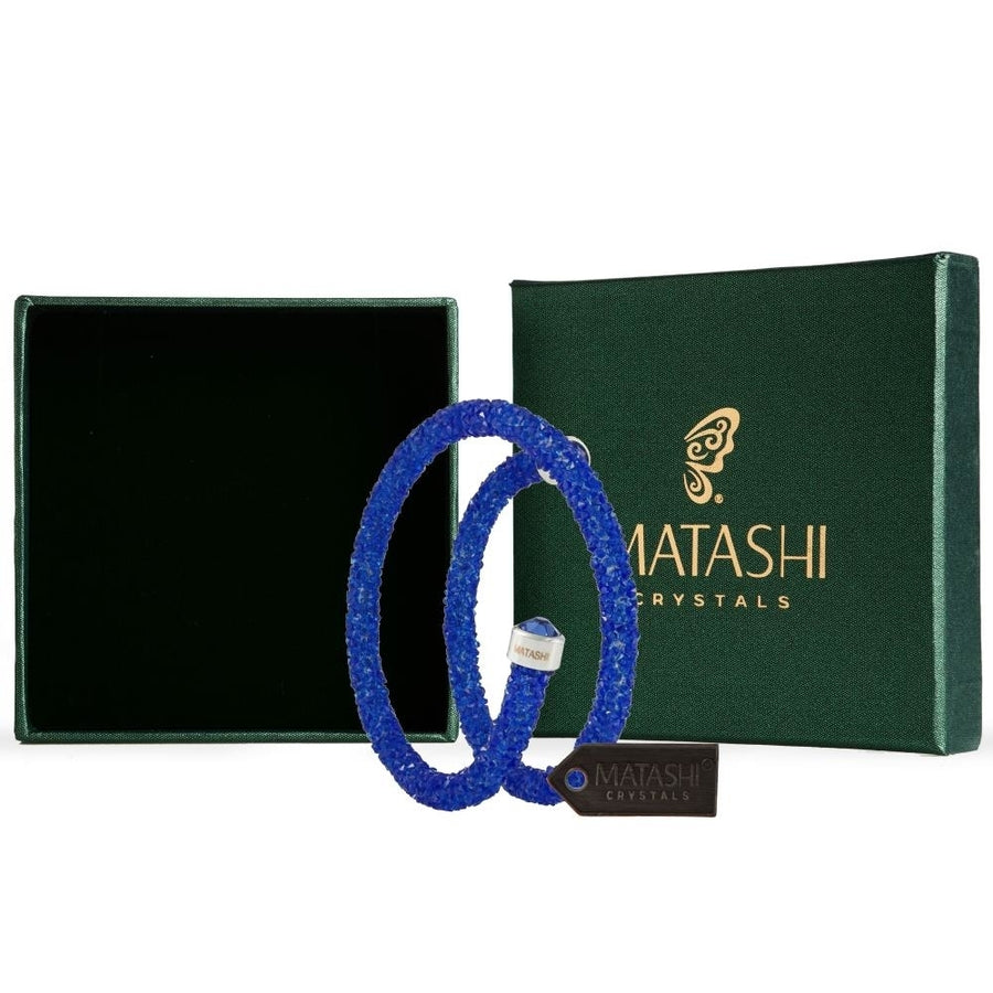 Blue Glittery Wrap Around Luxurious Crystal Bracelet By Matashi Image 1