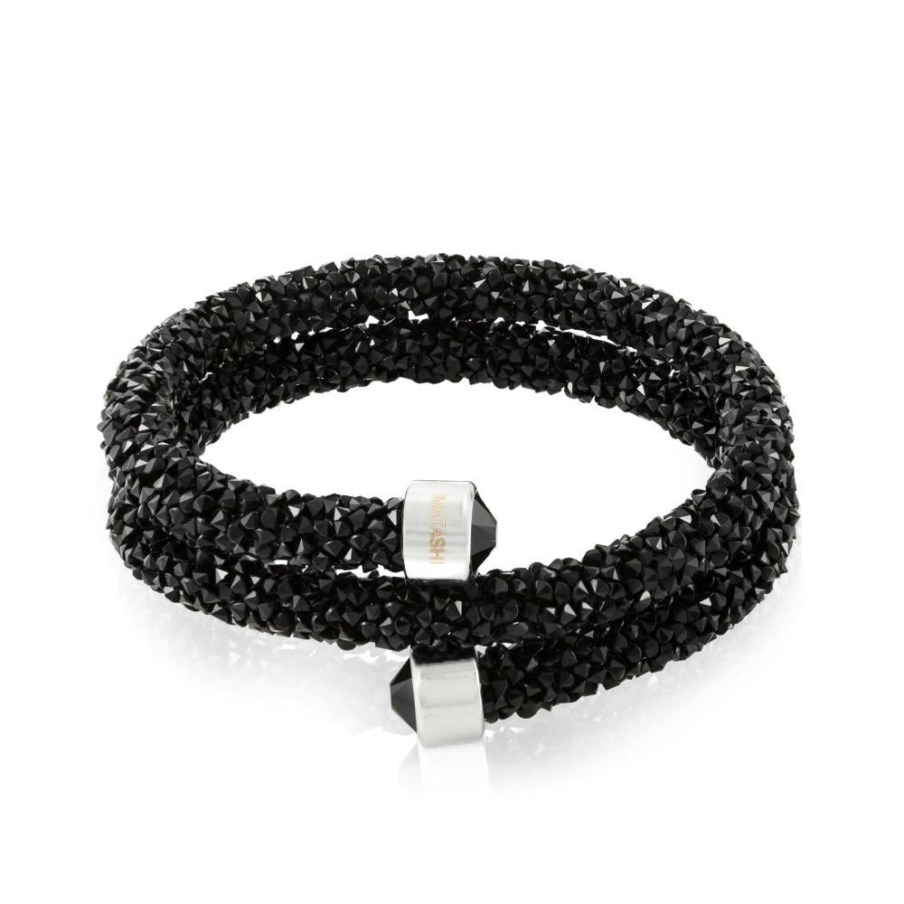 Black Krysta Wrap Around Luxurious Crystal Bracelet By Matashi Image 3