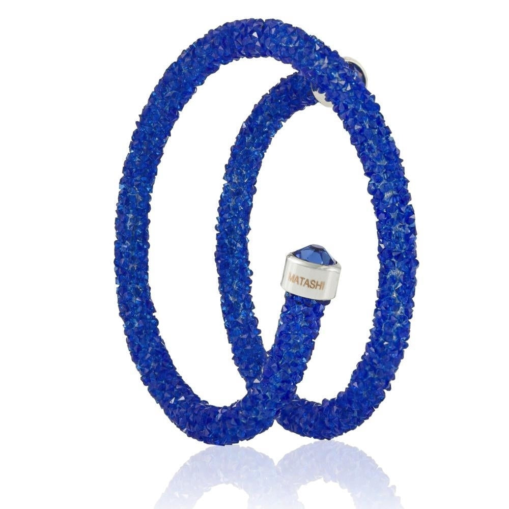 Blue Glittery Wrap Around Luxurious Crystal Bracelet By Matashi Image 2