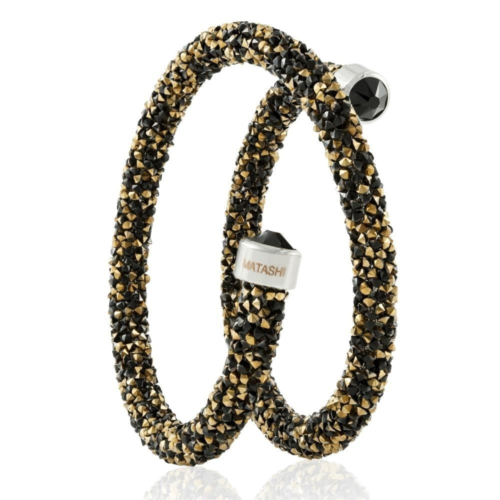 Krysta Black and Gold Wrap Around Luxurious Crystal Bracelet By Matashi Image 2