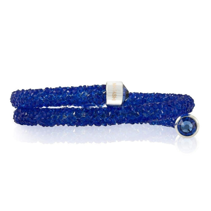 Blue Glittery Wrap Around Luxurious Crystal Bracelet By Matashi Image 4