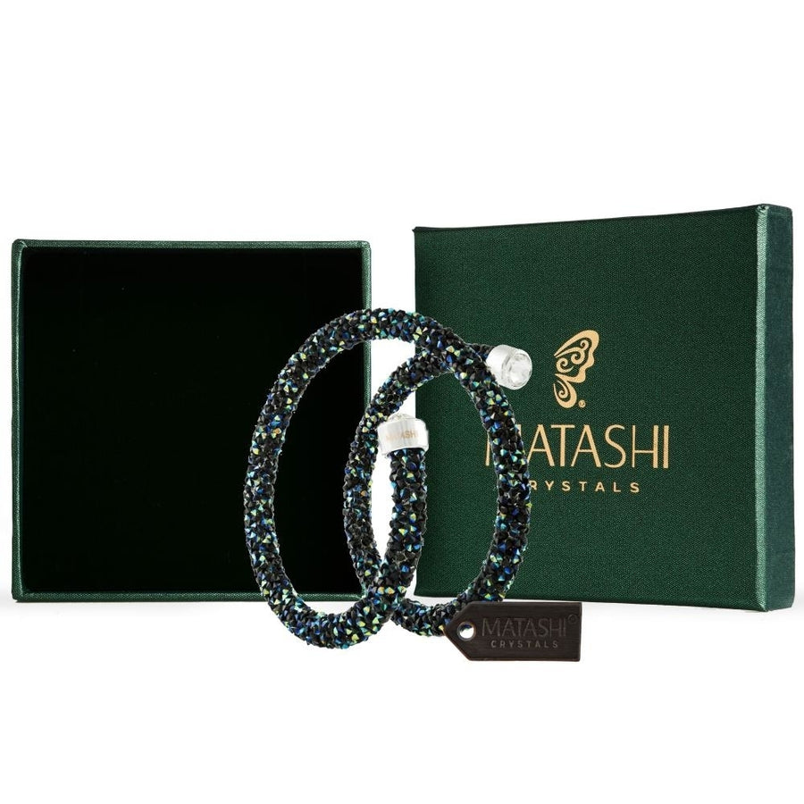 Mataski Krysta Blue and Black Wrap Around Luxurious Crystal Bracelet By Matashi Image 1