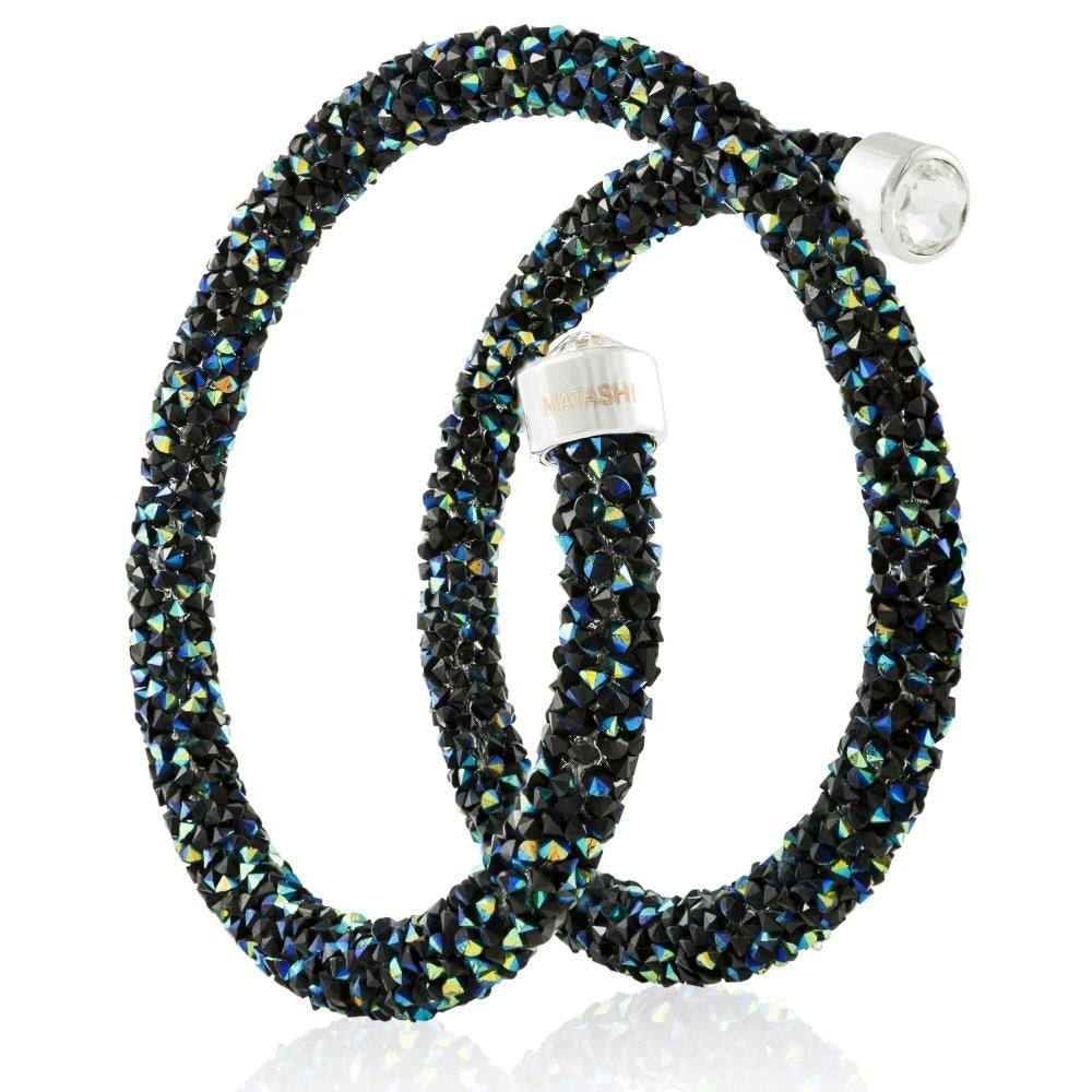 Mataski Krysta Blue and Black Wrap Around Luxurious Crystal Bracelet By Matashi Image 2
