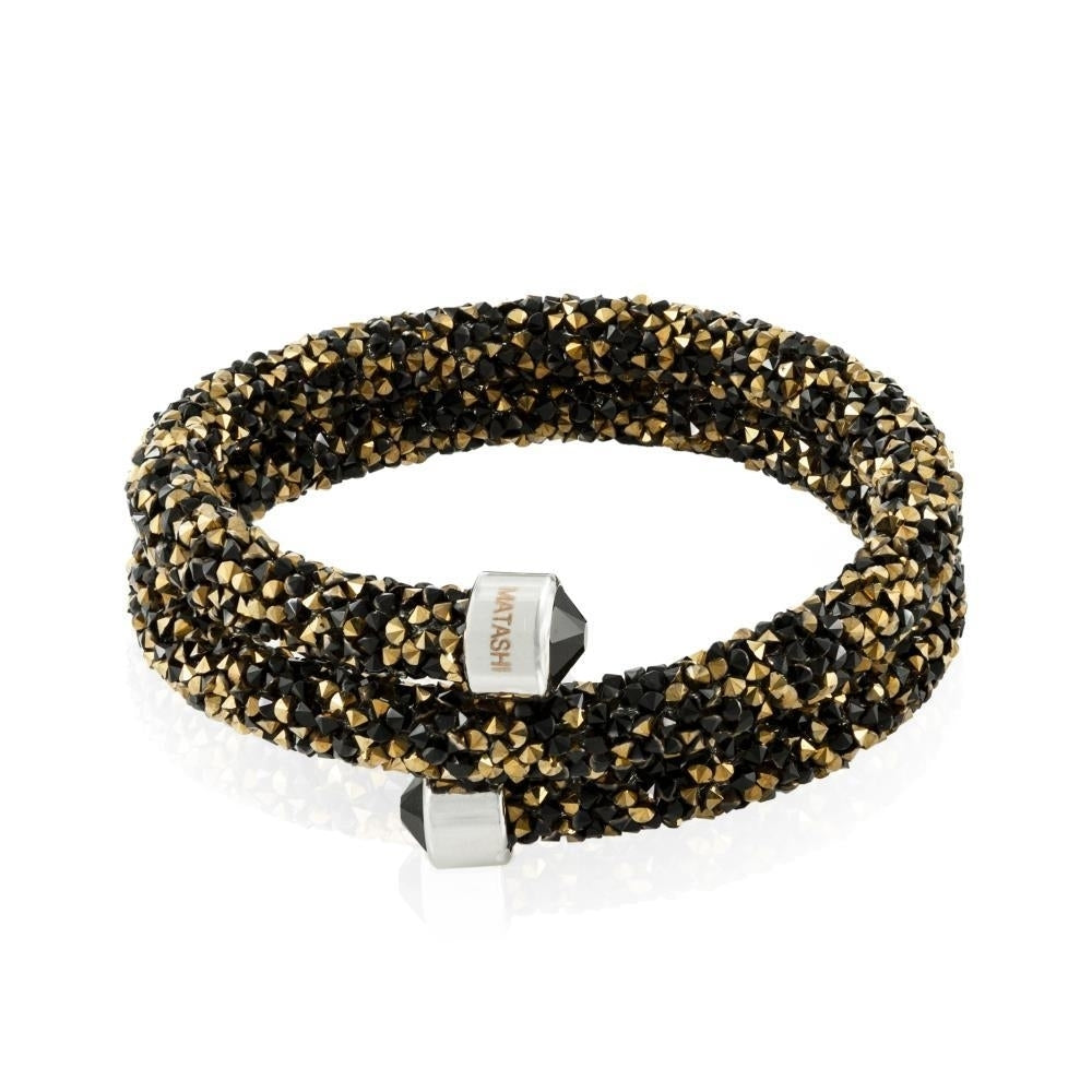 Krysta Black and Gold Wrap Around Luxurious Crystal Bracelet By Matashi Image 3