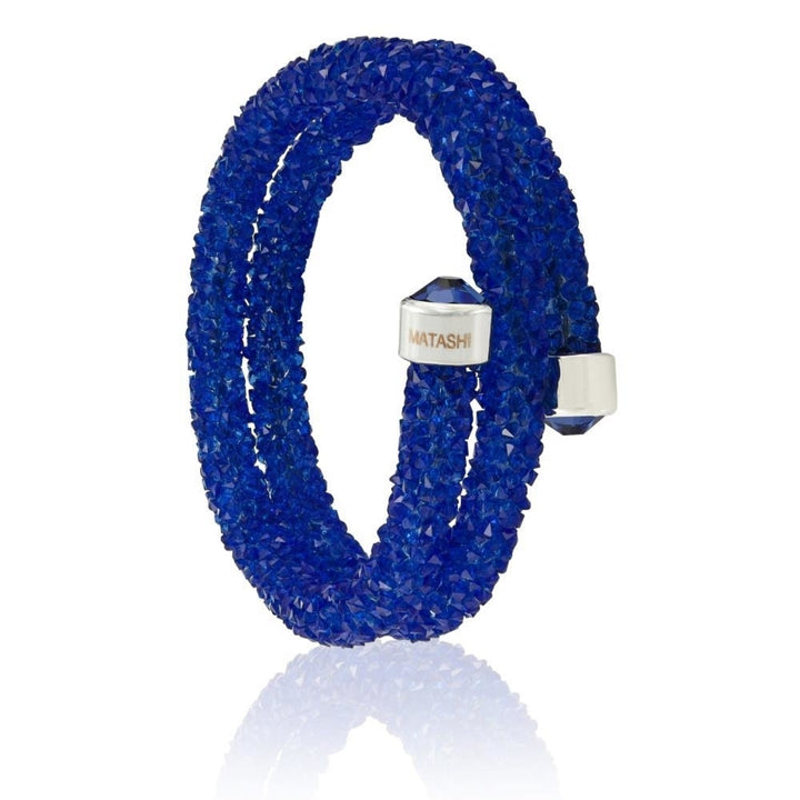 Blue Glittery Wrap Around Luxurious Crystal Bracelet By Matashi Image 4