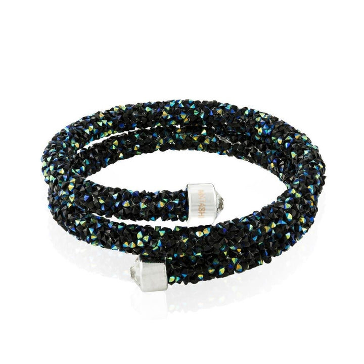 Mataski Krysta Blue and Black Wrap Around Luxurious Crystal Bracelet By Matashi Image 3