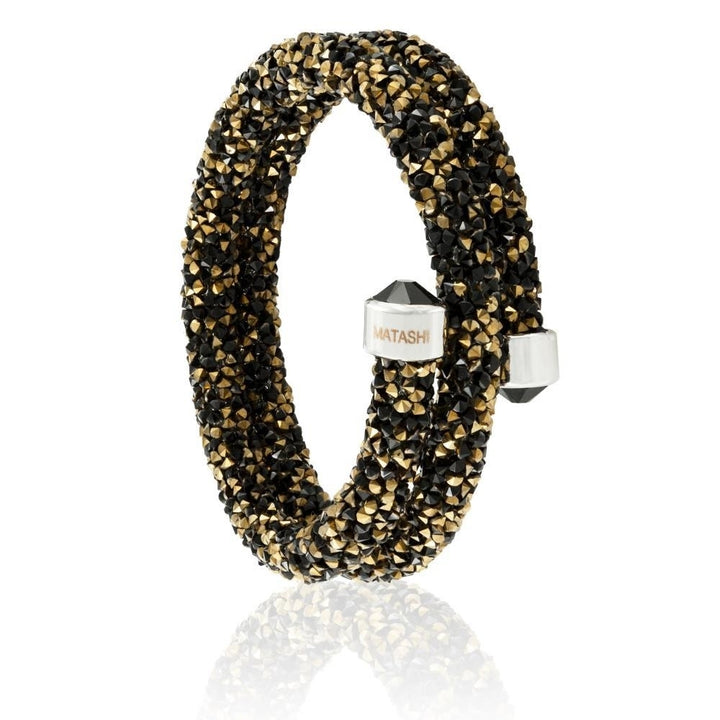 Krysta Black and Gold Wrap Around Luxurious Crystal Bracelet By Matashi Image 4