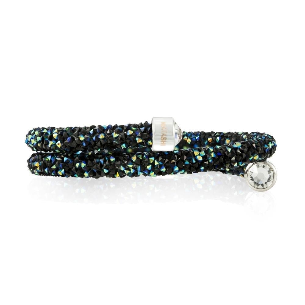 Mataski Krysta Blue and Black Wrap Around Luxurious Crystal Bracelet By Matashi Image 4