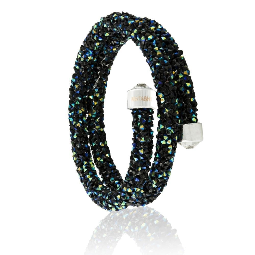 Mataski Krysta Blue and Black Wrap Around Luxurious Crystal Bracelet By Matashi Image 4